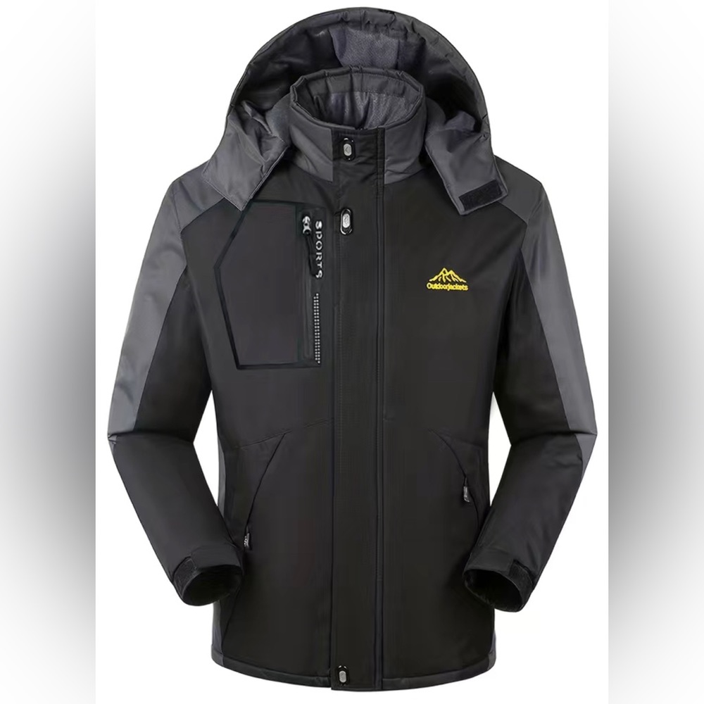 ❌SOLD❌Men's Casual Color Block Thick Hooded Jacket - Picture 1 of 4